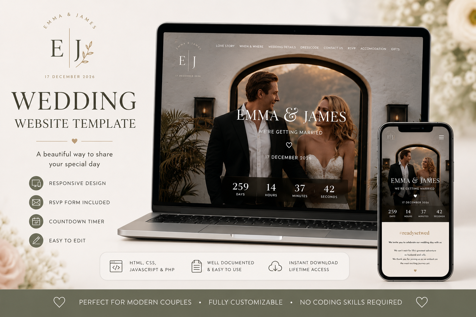 Elegant Wedding Website Template preview