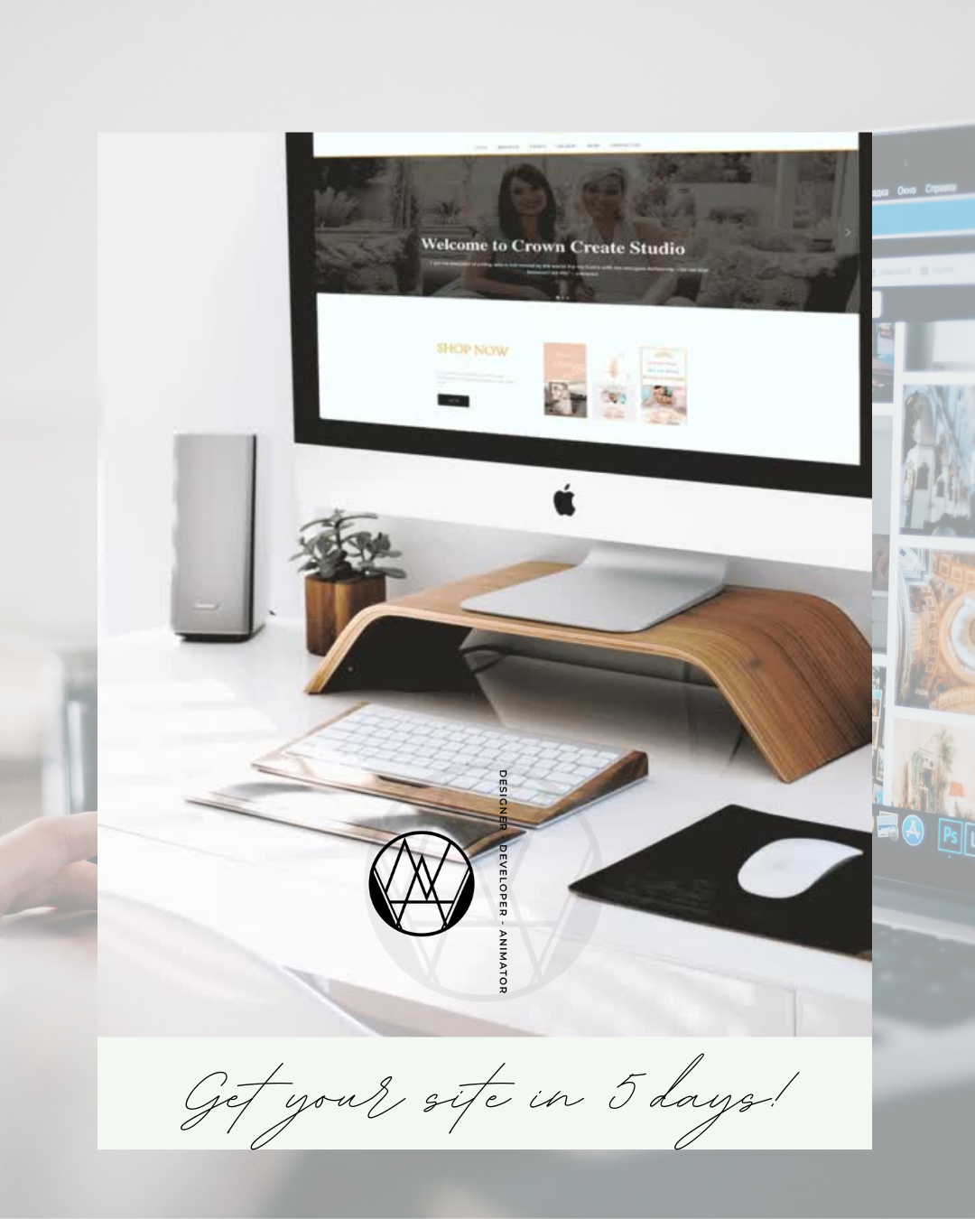 NADesigns developer workspace with client website on screen